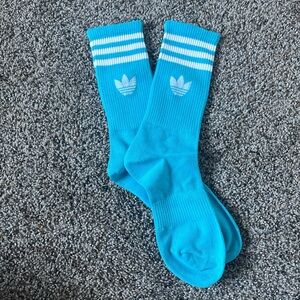 adidas Teal Crew Socks with White Stripes